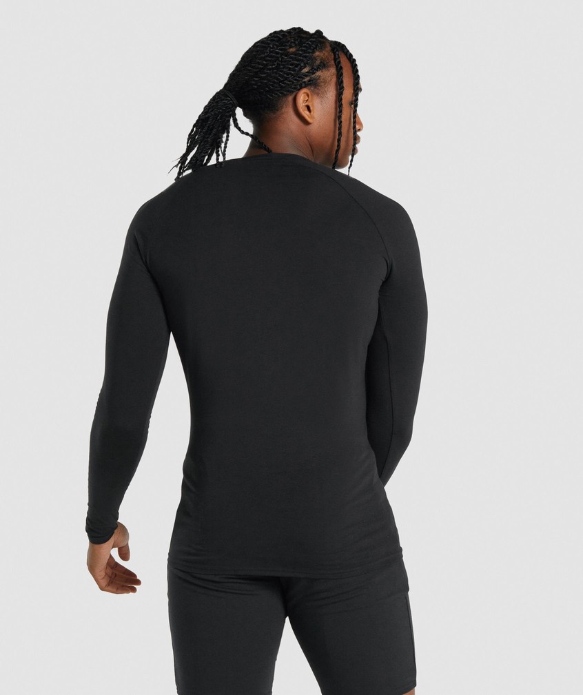 Black Men's Gymshark Critical 2.0 Long Sleeve T-Shirts | USA-37615