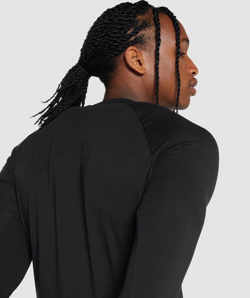 Black Men's Gymshark Critical 2.0 Long Sleeve T-Shirts | USA-37615