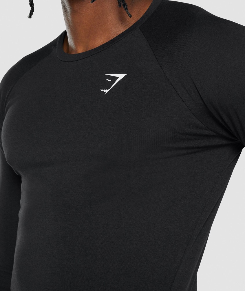 Black Men's Gymshark Critical 2.0 Long Sleeve T-Shirts | USA-37615