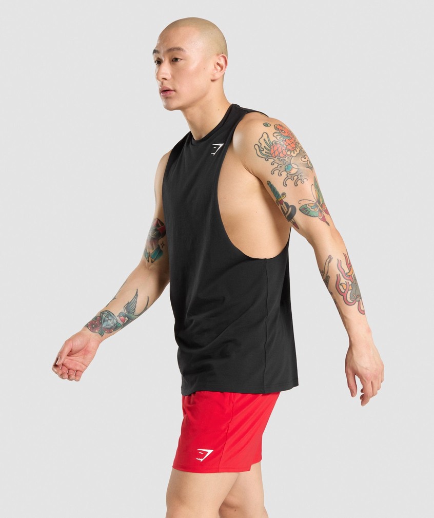 Black Men's Gymshark Critical Drop Arm Tank | USA-21730