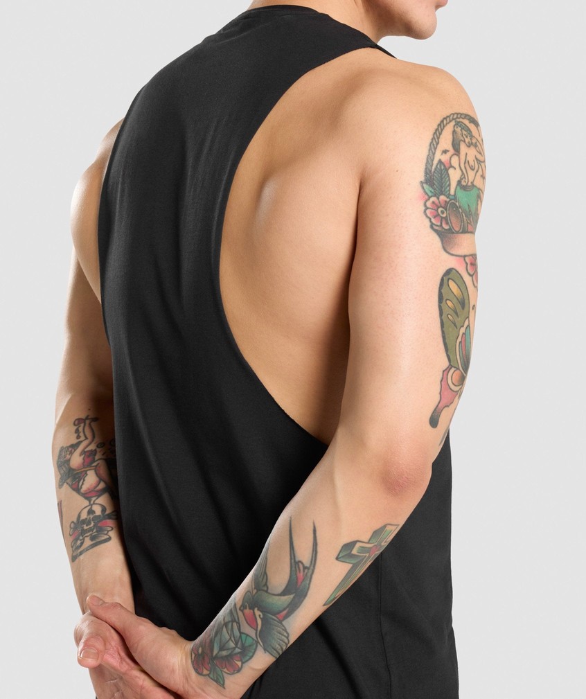 Black Men's Gymshark Critical Drop Arm Tank | USA-21730