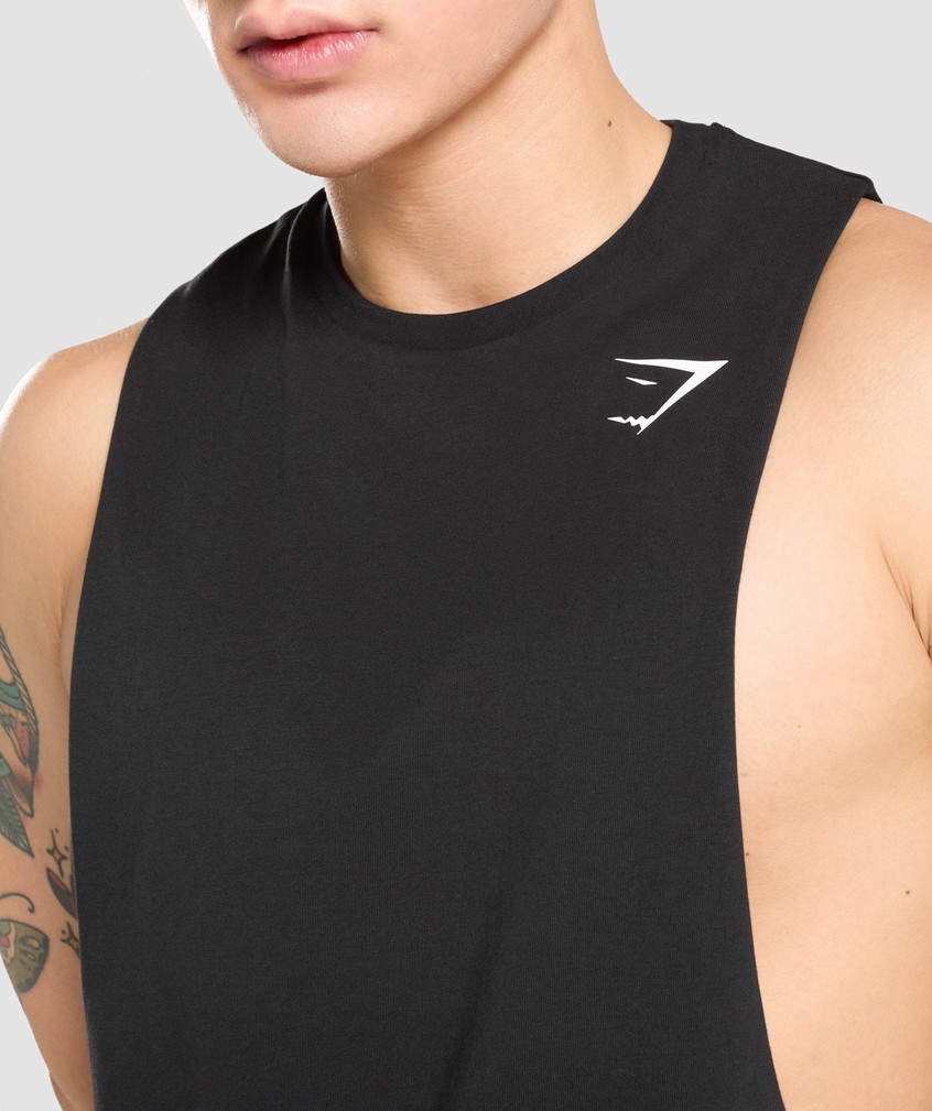 Black Men's Gymshark Critical Drop Arm Tank | USA-21730