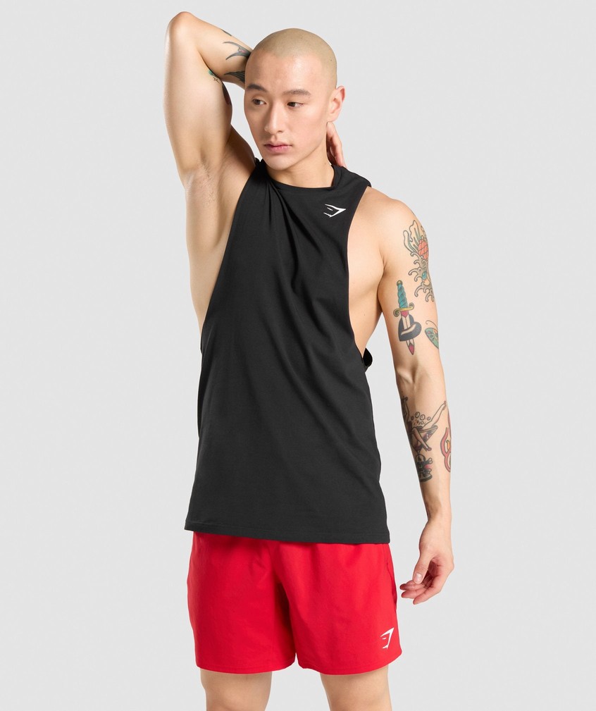 Black Men\'s Gymshark Critical Drop Arm Tank | USA-21730