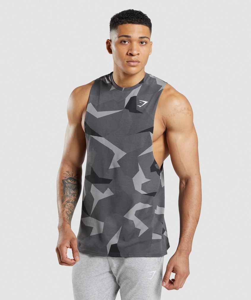 Black Men\'s Gymshark Critical Drop Arm Tank | USA-87953