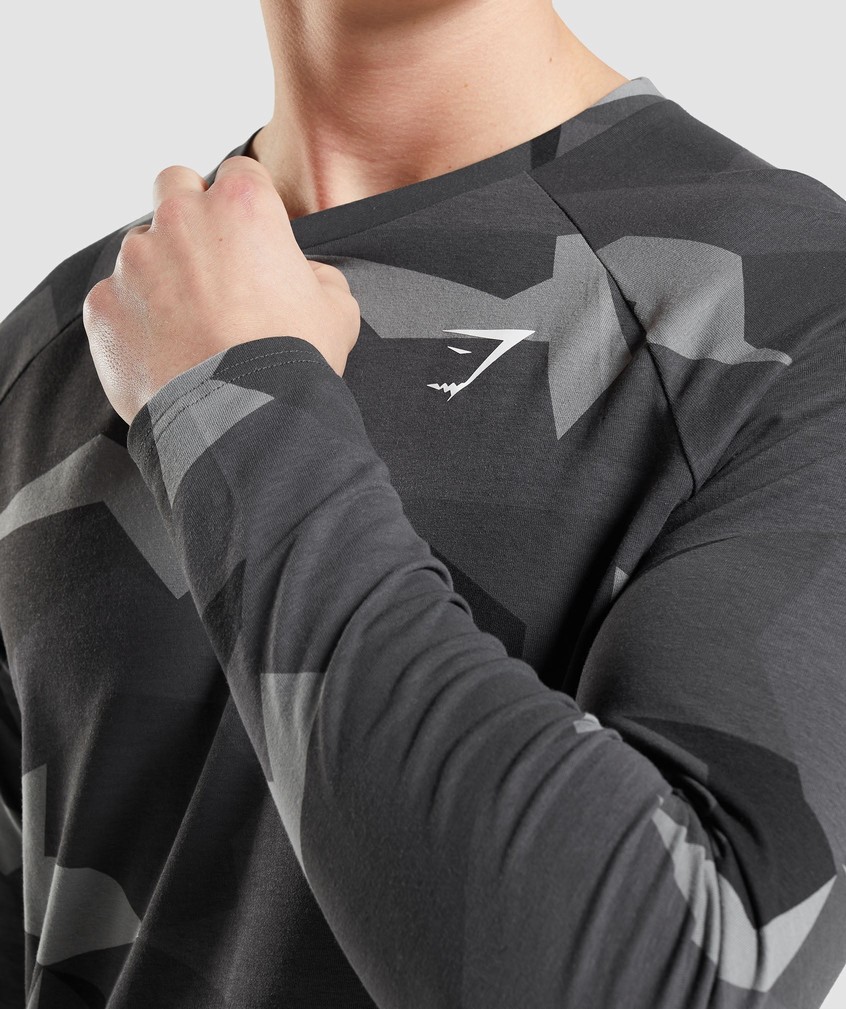 Black Men's Gymshark Critical Long Sleeve T-Shirts | USA-93650