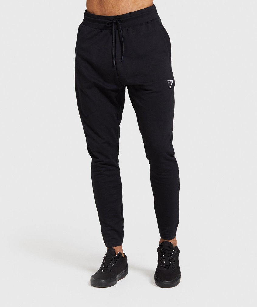 Black Men\'s Gymshark Critical Zip Joggers | USA-79652