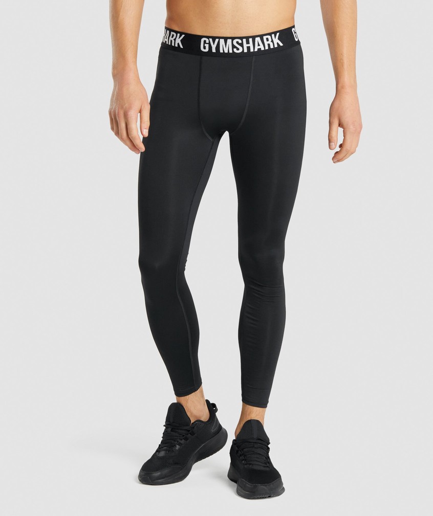 Black Men\'s Gymshark Element Baselayer Leggings | USA-23189