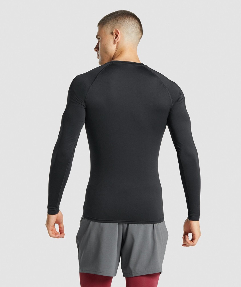 Black Men's Gymshark Element Baselayer Long Sleeve T-Shirts | USA-50748