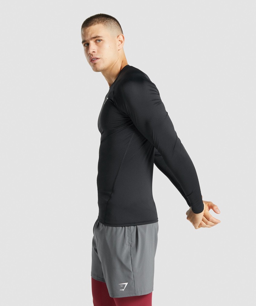 Black Men's Gymshark Element Baselayer Long Sleeve T-Shirts | USA-50748