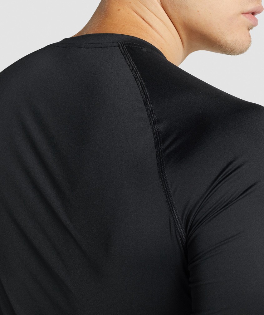 Black Men's Gymshark Element Baselayer Long Sleeve T-Shirts | USA-50748