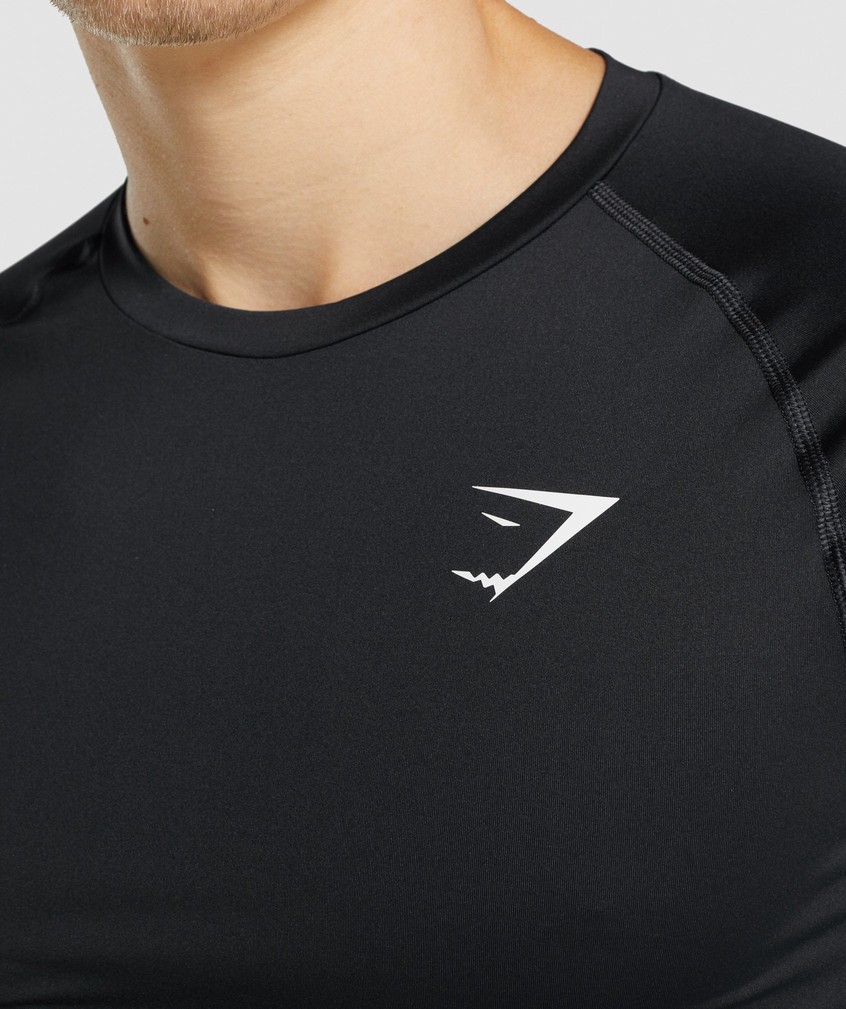 Black Men's Gymshark Element Baselayer Long Sleeve T-Shirts | USA-50748