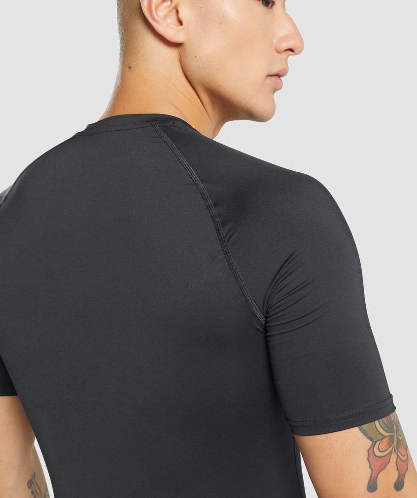 Black Men's Gymshark Element Baselayer T-Shirts | USA-06134