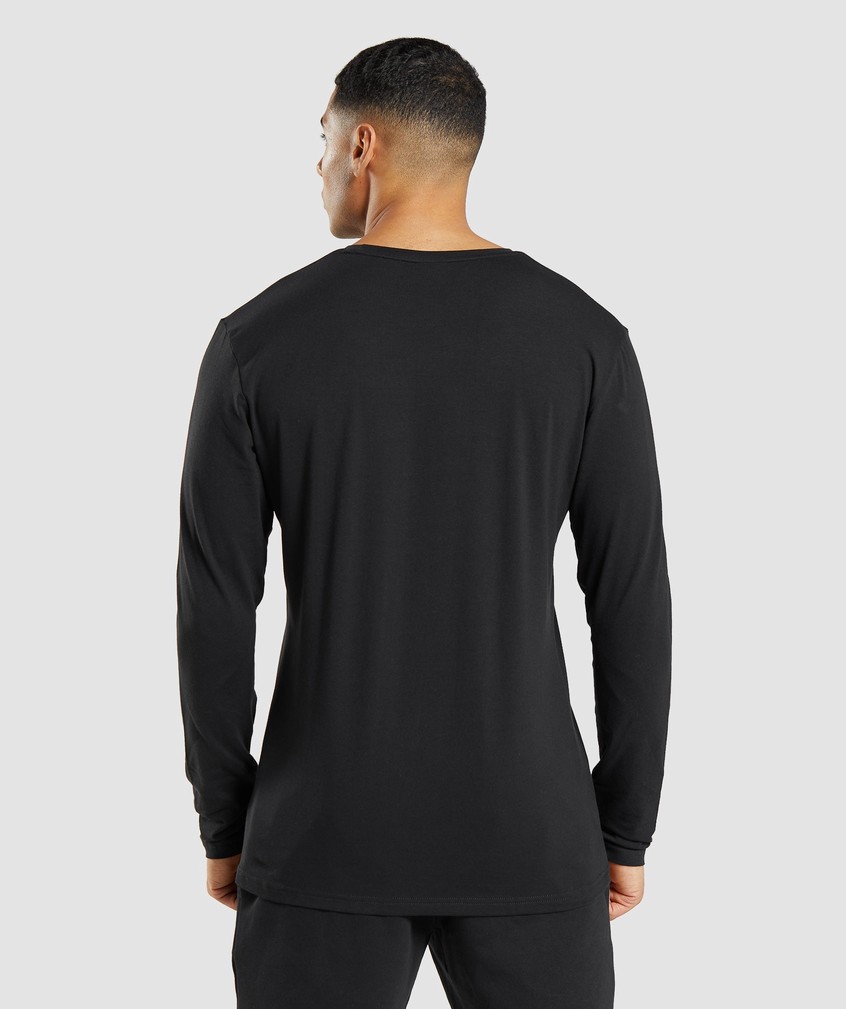 Black Men's Gymshark Essential Long Sleeve T-Shirts | USA-13789