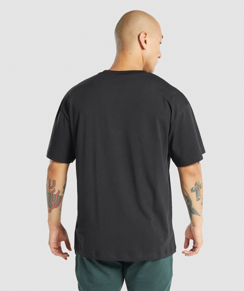 Black Men's Gymshark Essential Oversized T-Shirts | USA-10642