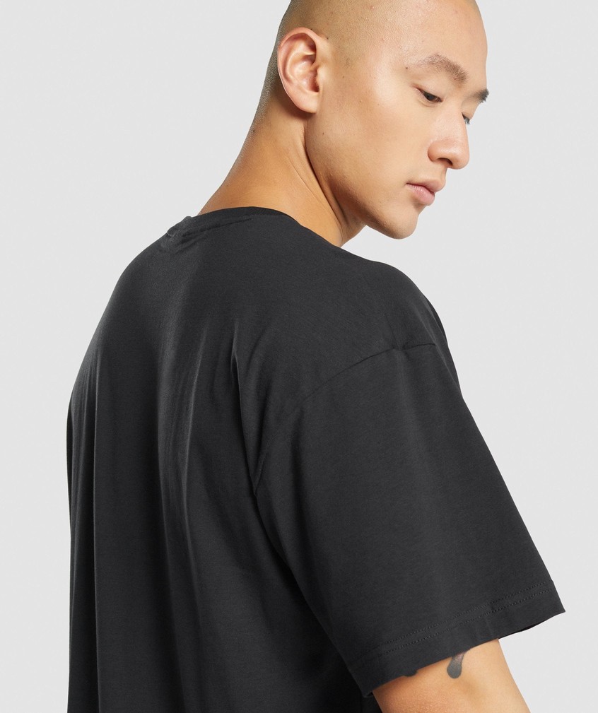 Black Men's Gymshark Essential Oversized T-Shirts | USA-10642