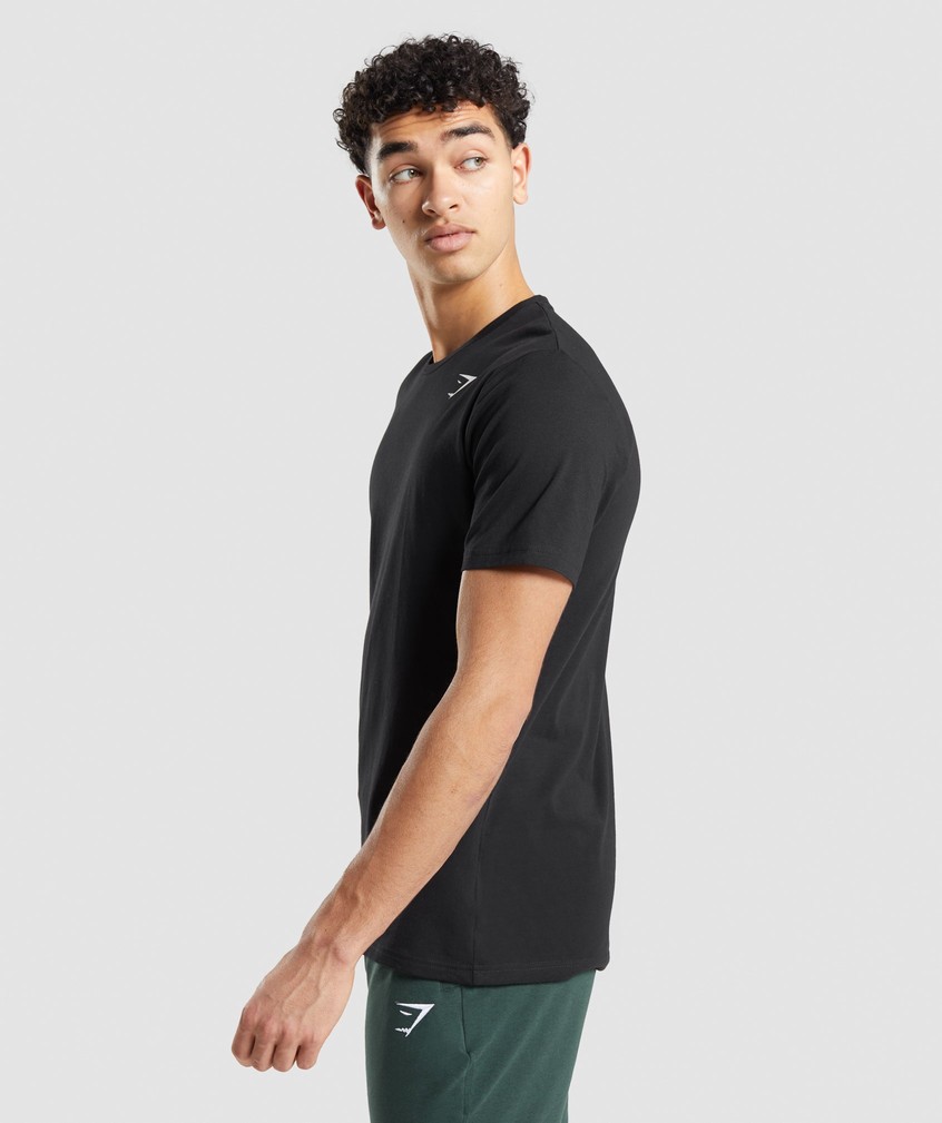 Black Men's Gymshark Essential T-Shirts | USA-96257