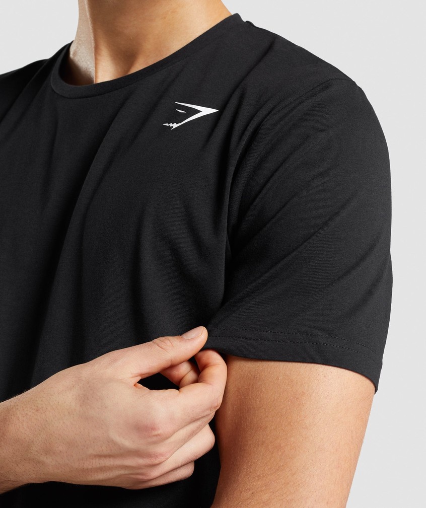 Black Men's Gymshark Essential T-Shirts | USA-96257