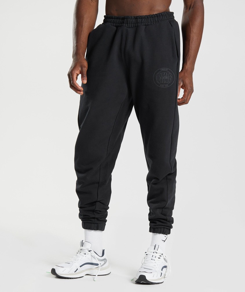 Black Men\'s Gymshark GS10 Year Joggers | USA-79846