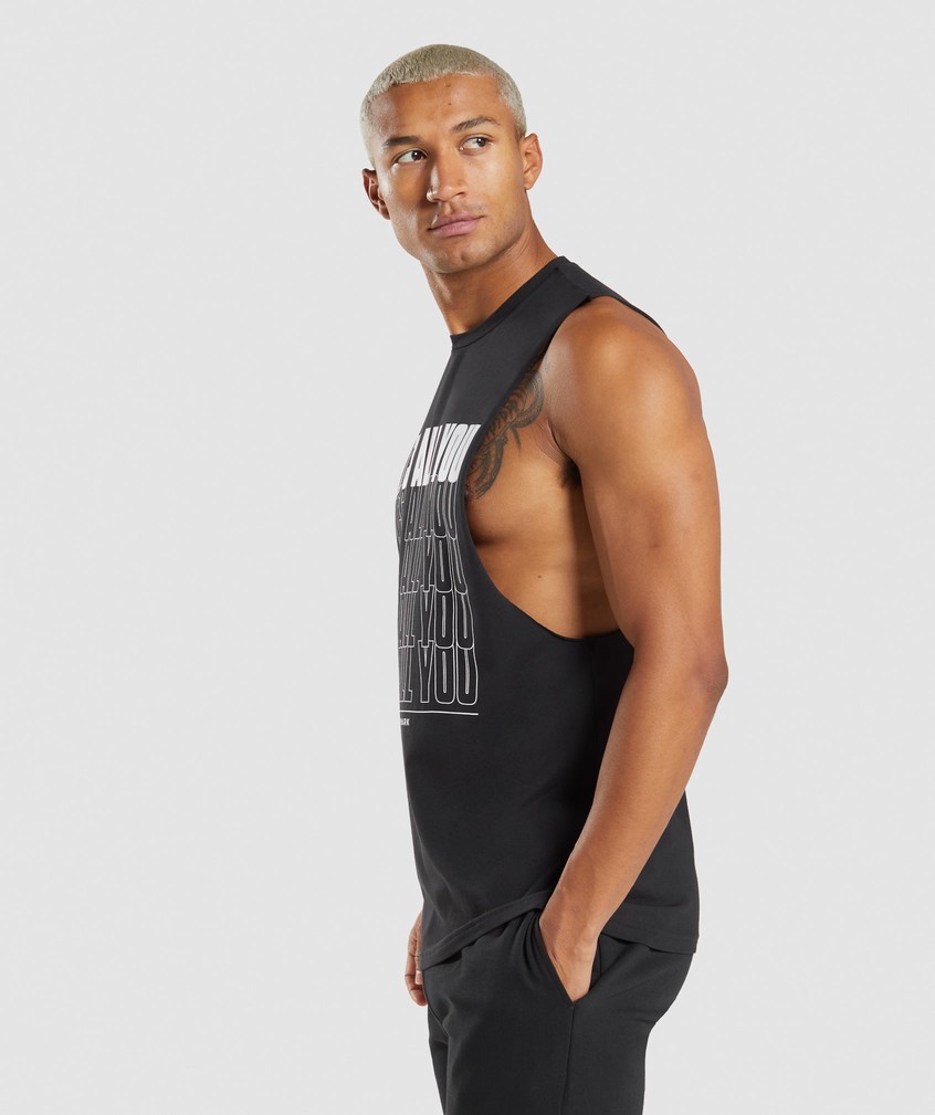 Black Men's Gymshark Its All You Drop Arm Tank | USA-29604