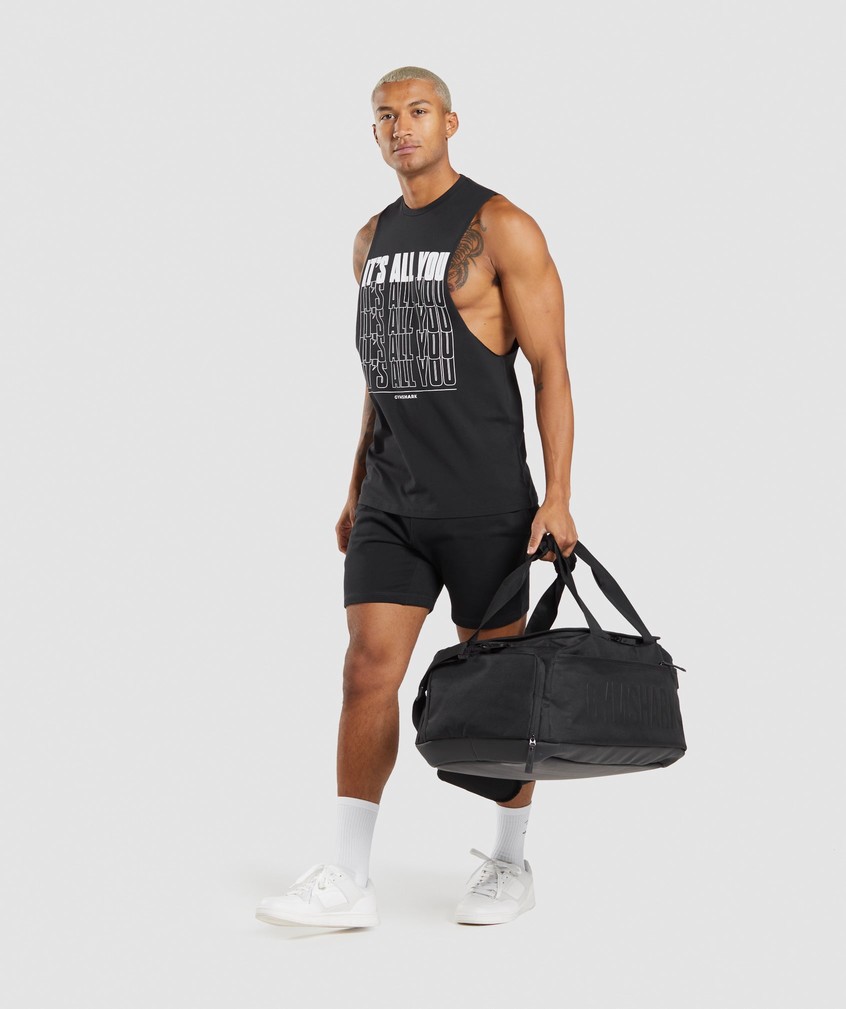 Black Men's Gymshark Its All You Drop Arm Tank | USA-29604