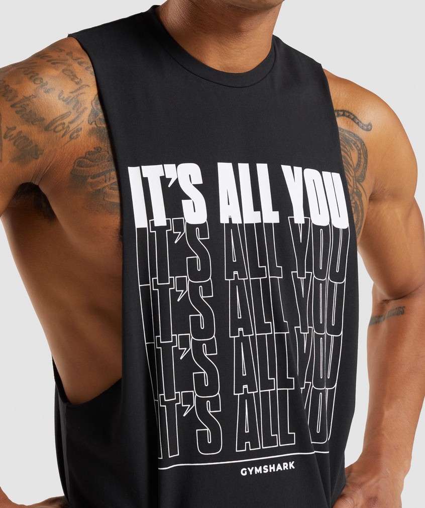 Black Men's Gymshark Its All You Drop Arm Tank | USA-29604