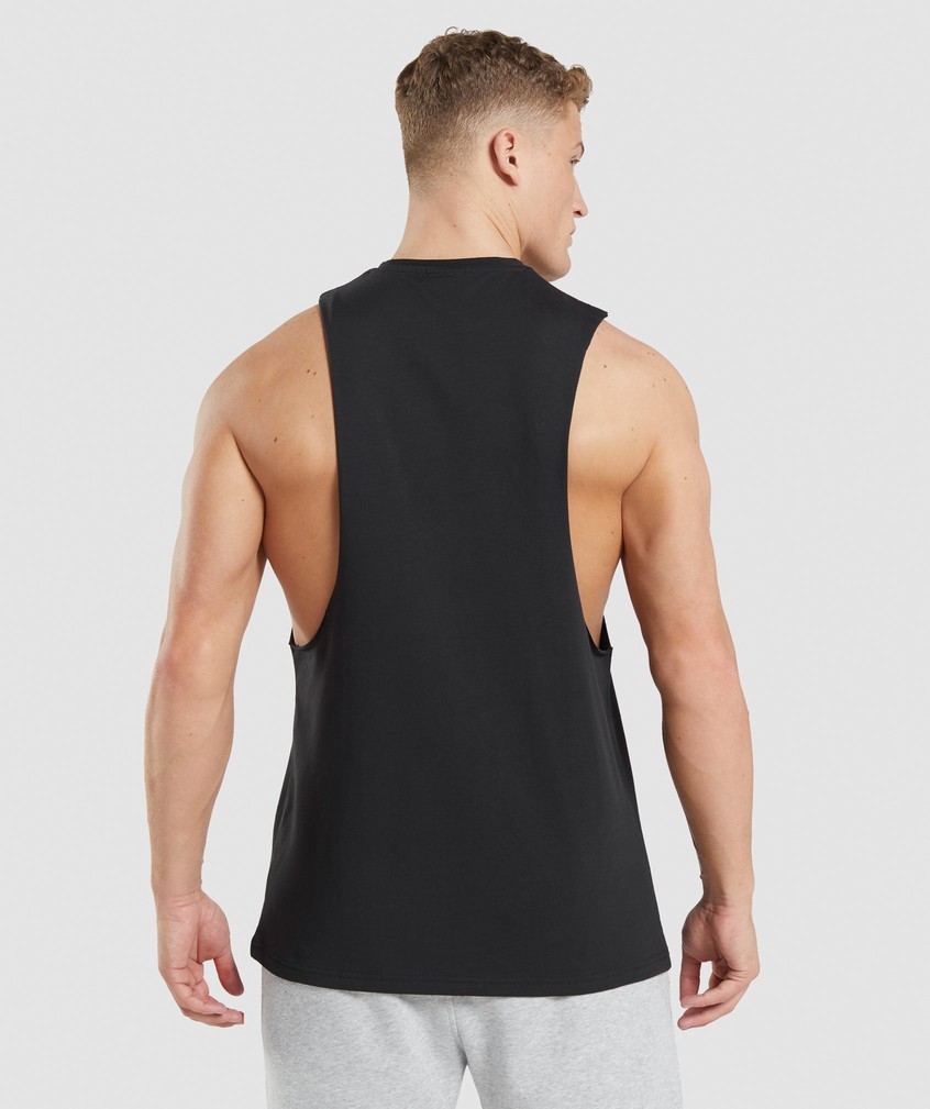 Black Men's Gymshark Leg Day Drop Arm Tank | USA-08324