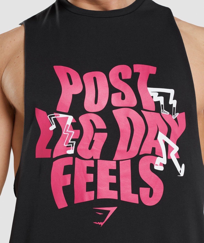 Black Men's Gymshark Leg Day Drop Arm Tank | USA-08324