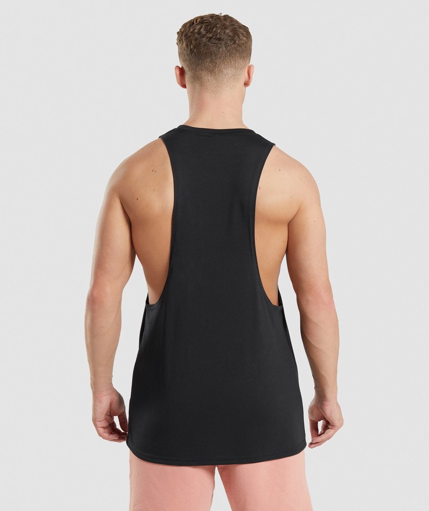 Black Men's Gymshark Legacy Drop Arm Tank | USA-13920