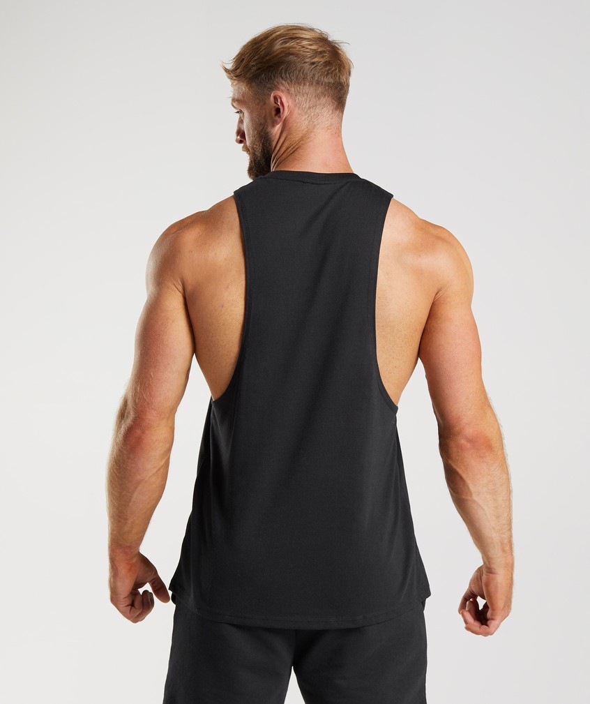 Black Men's Gymshark Legacy Drop Arm Tank | USA-92657