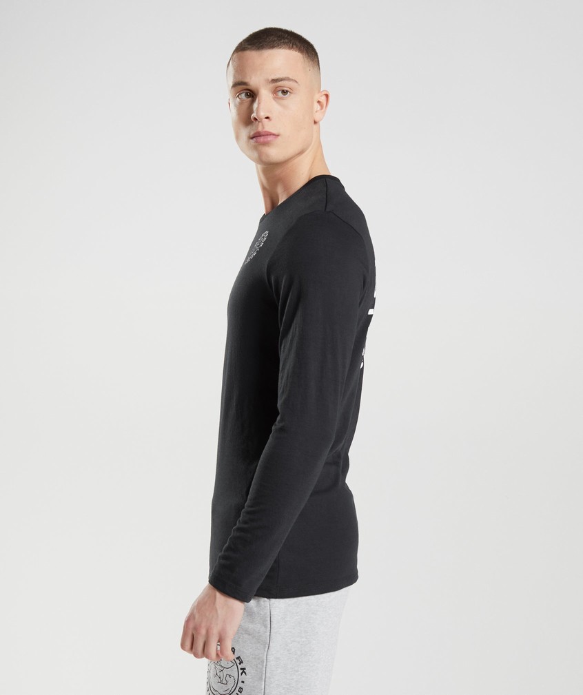 Black Men's Gymshark Legacy Long Sleeve T-Shirts | USA-43189