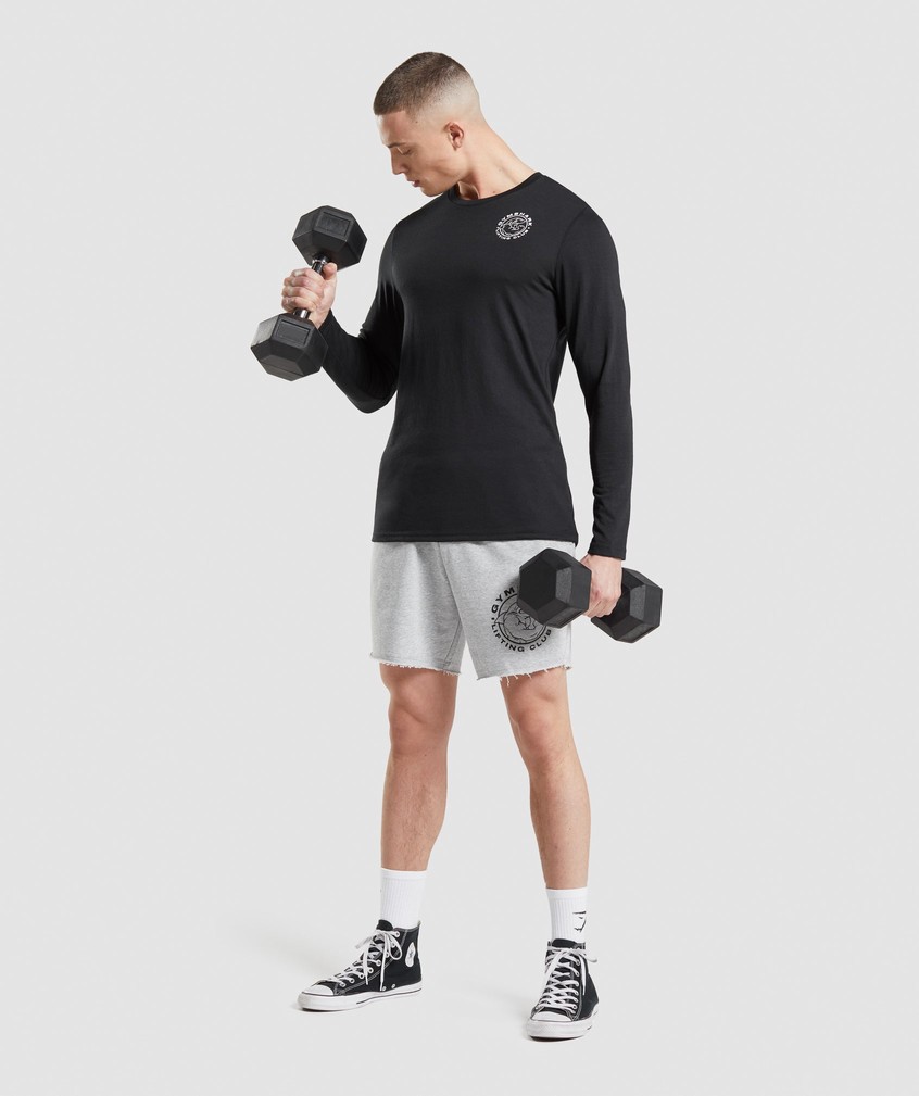 Black Men's Gymshark Legacy Long Sleeve T-Shirts | USA-43189