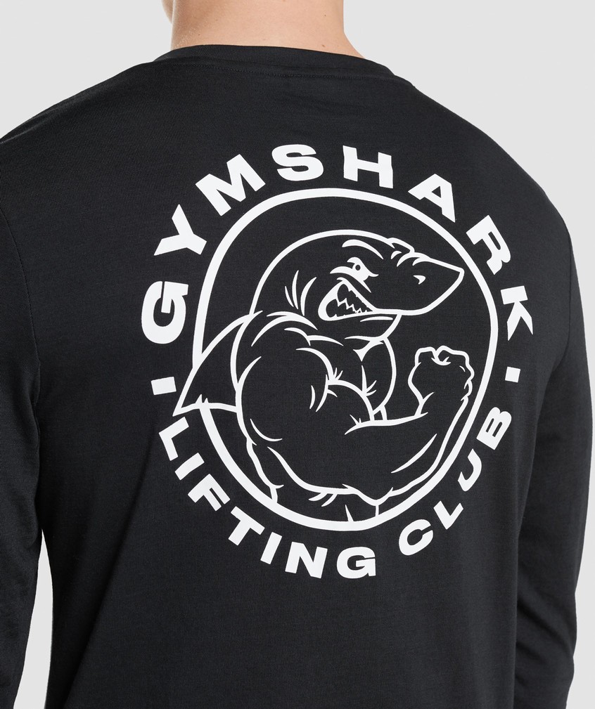 Black Men's Gymshark Legacy Long Sleeve T-Shirts | USA-43189