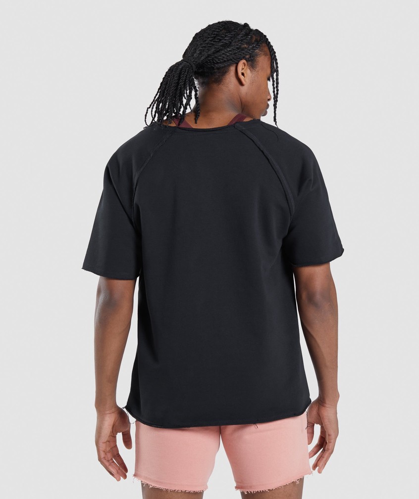 Black Men's Gymshark Legacy Rag Top T-Shirts | USA-17829