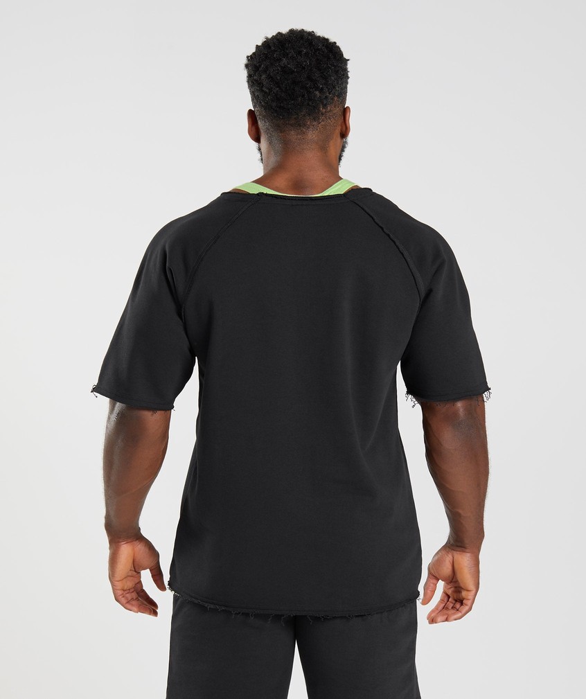 Black Men's Gymshark Legacy Rag Top T-Shirts | USA-52740