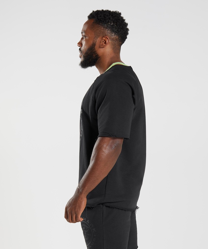 Black Men's Gymshark Legacy Rag Top T-Shirts | USA-52740