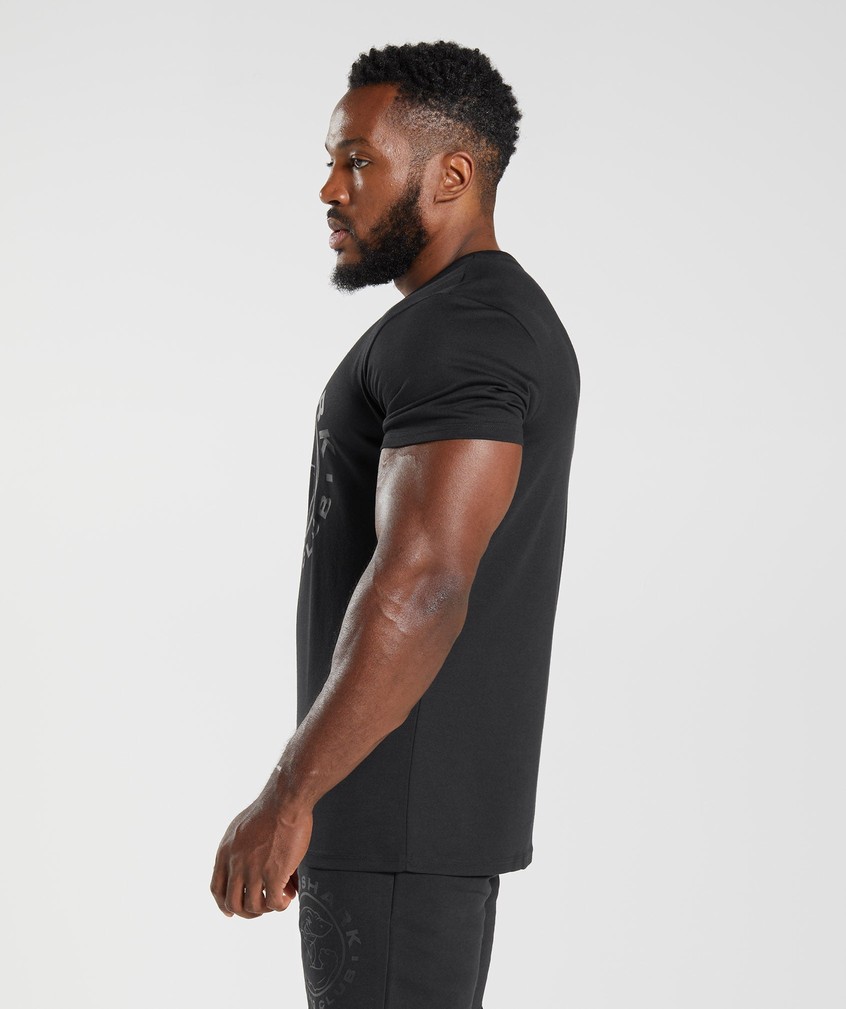 Black Men's Gymshark Legacy T-Shirts | USA-06543