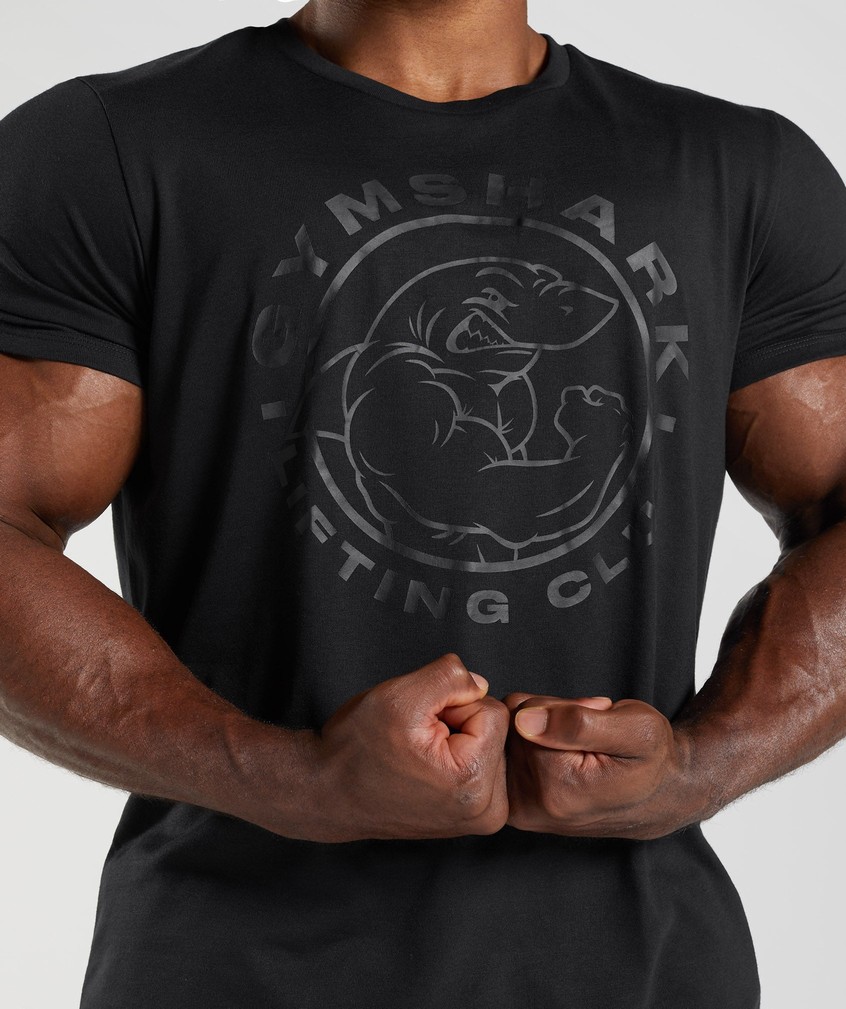 Black Men's Gymshark Legacy T-Shirts | USA-06543