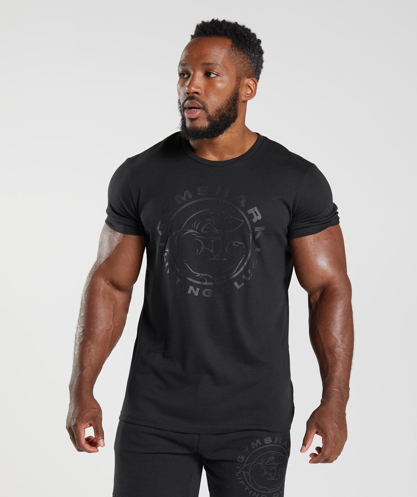 Black Men\'s Gymshark Legacy T-Shirts | USA-06543