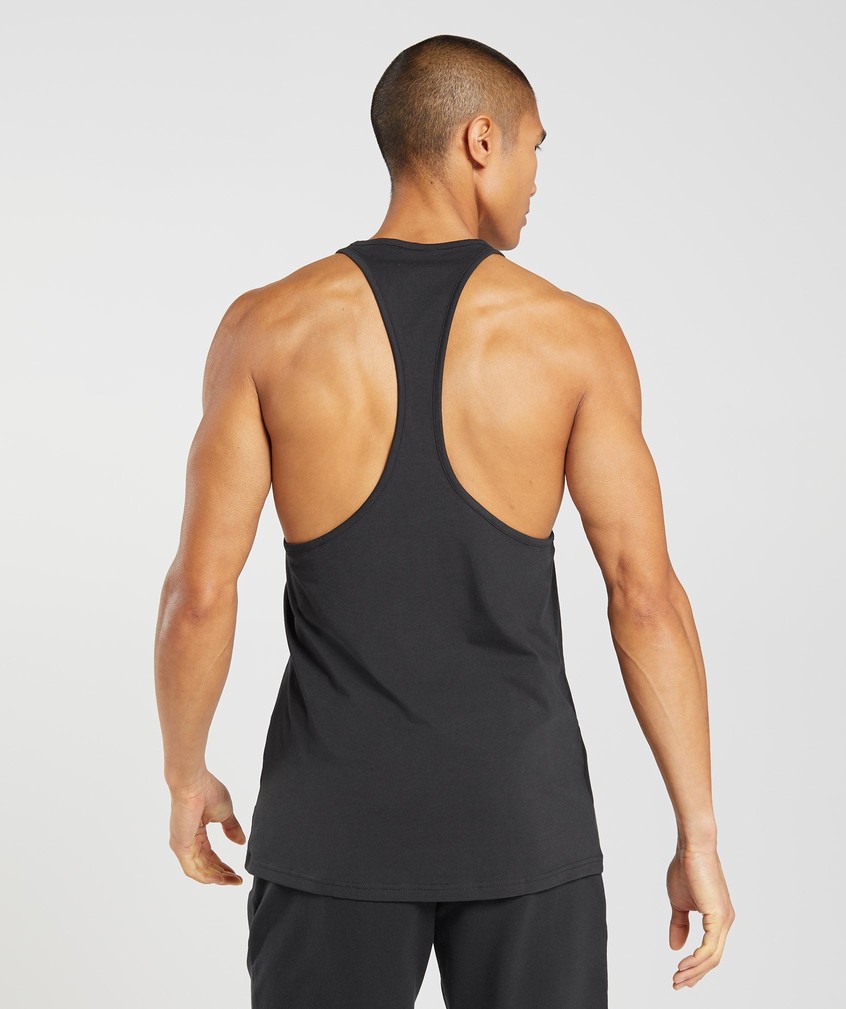 Black Men's Gymshark Outline Stringer | USA-95128