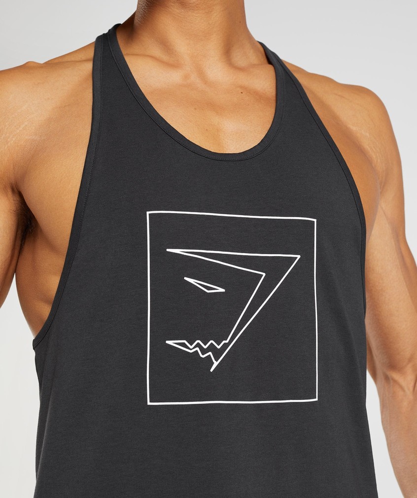 Black Men's Gymshark Outline Stringer | USA-95128