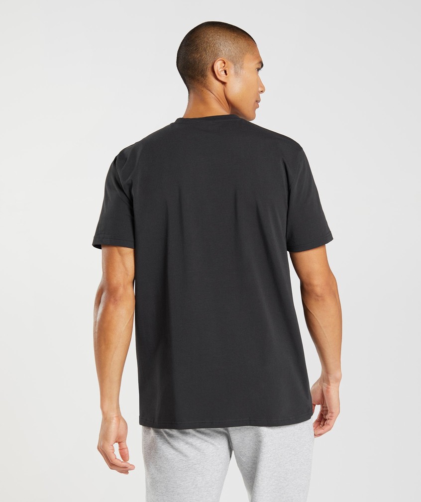 Black Men's Gymshark Outline T-Shirts | USA-53284