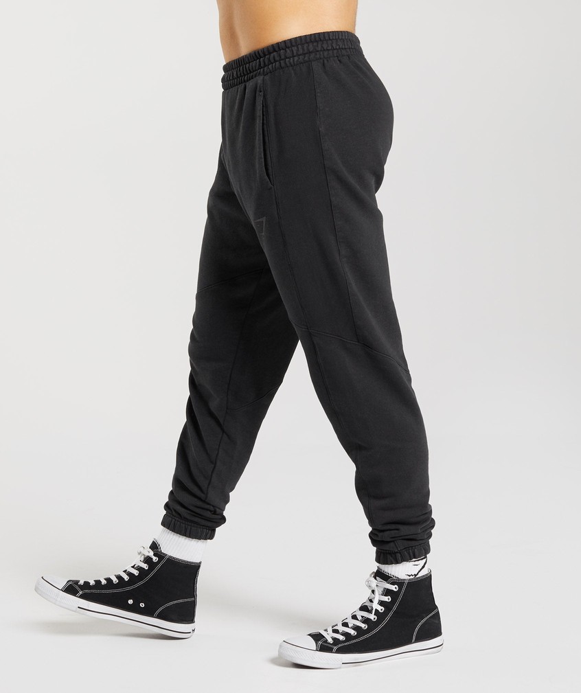 Black Men's Gymshark Power Washed Joggers | USA-37021