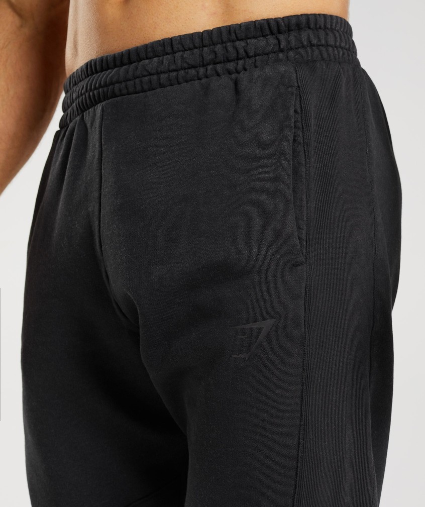 Black Men's Gymshark Power Washed Joggers | USA-37021