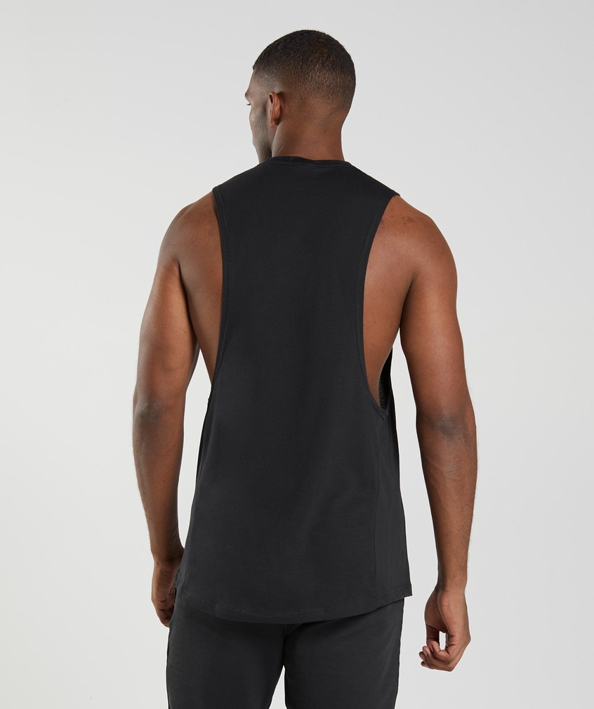 Black Men's Gymshark React Drop Arm Tank | USA-08349