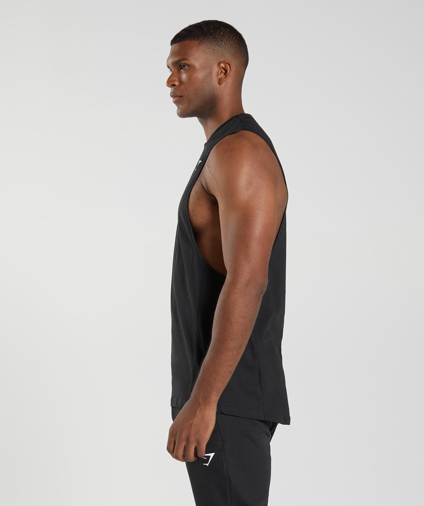 Black Men's Gymshark React Drop Arm Tank | USA-08349