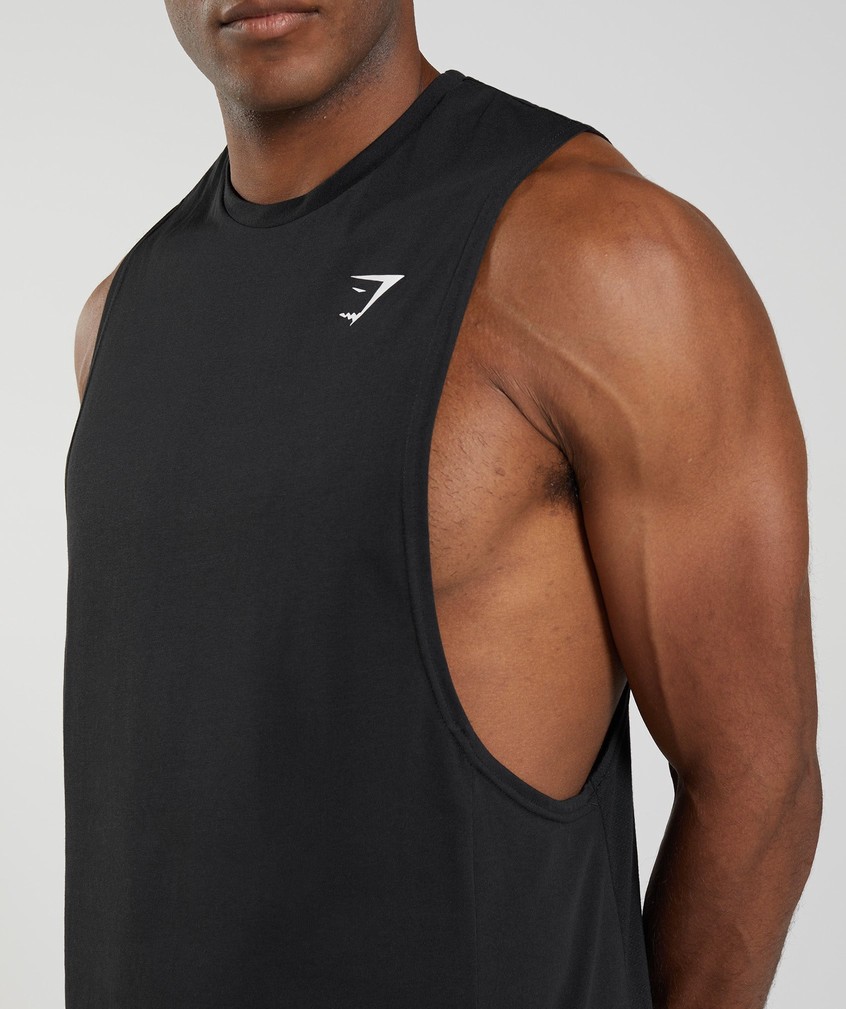 Black Men's Gymshark React Drop Arm Tank | USA-08349