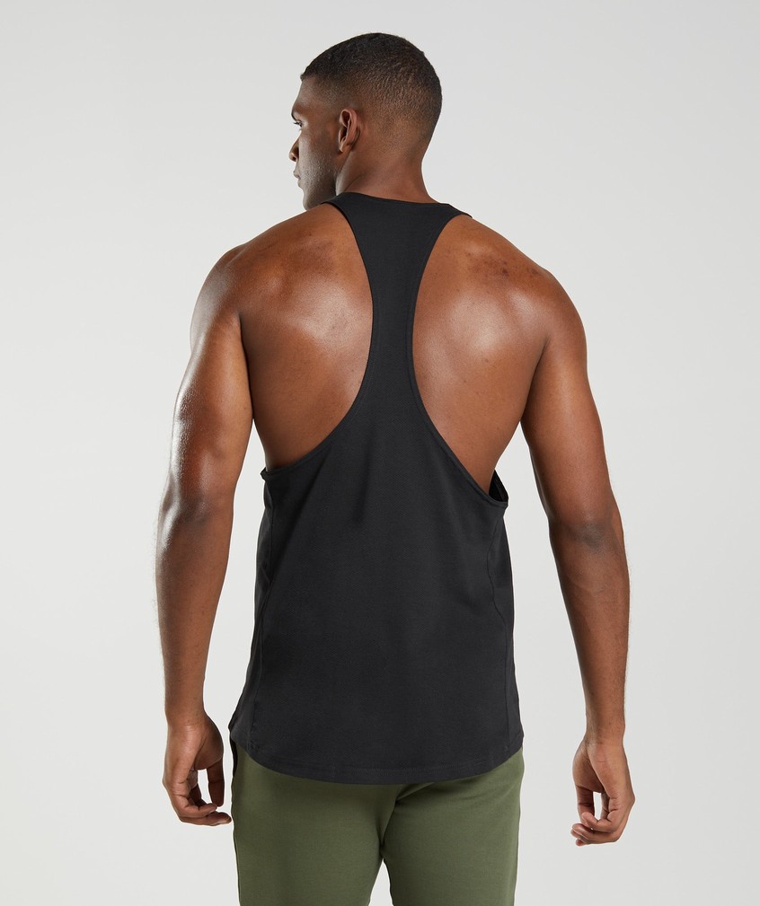 Black Men's Gymshark React Stringer | USA-12405