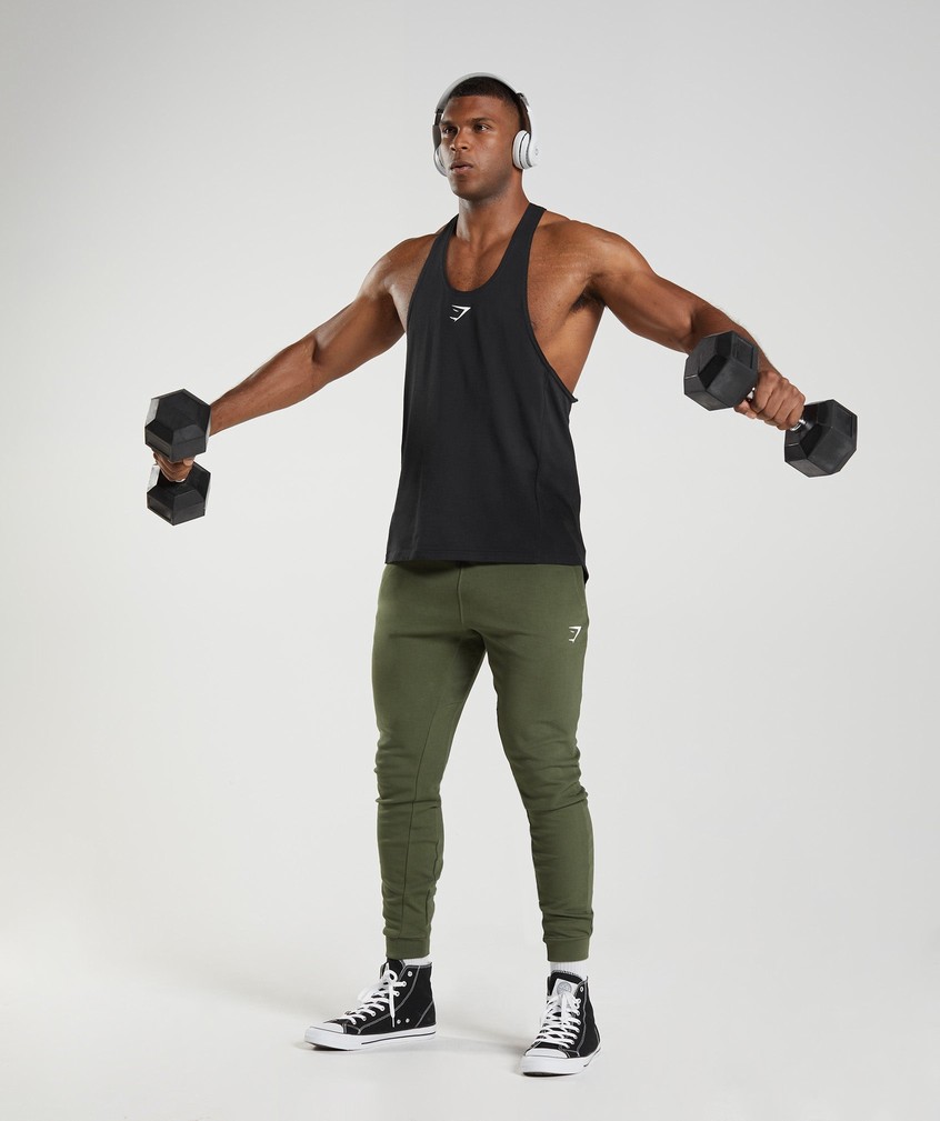 Black Men's Gymshark React Stringer | USA-12405