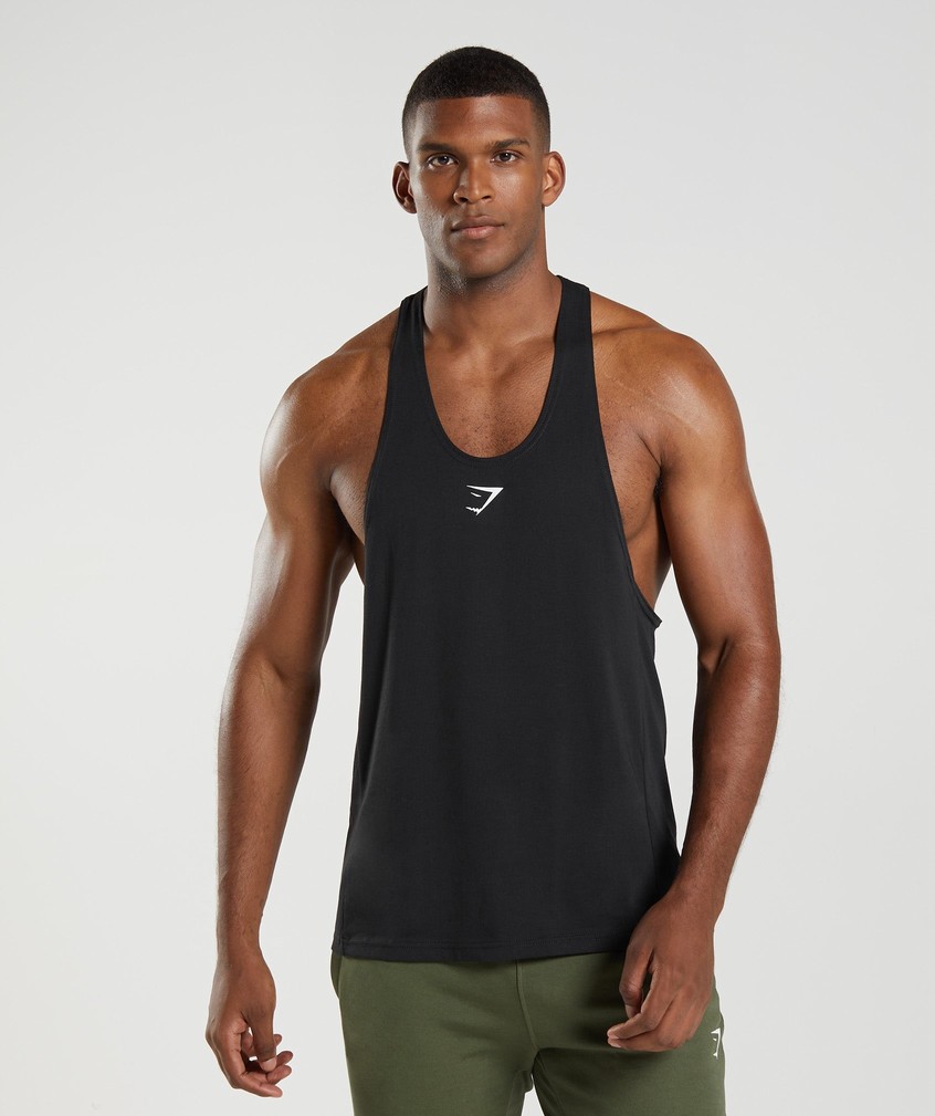 Black Men\'s Gymshark React Stringer | USA-12405