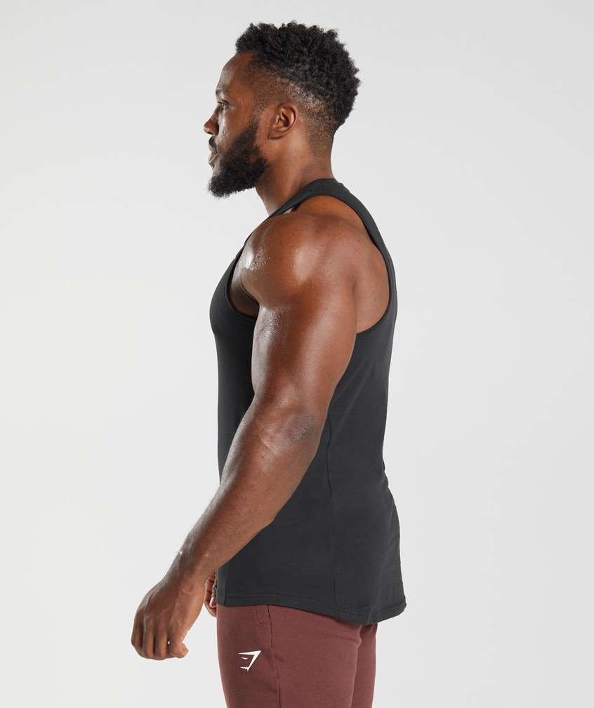 Black Men's Gymshark React Tank | USA-60342